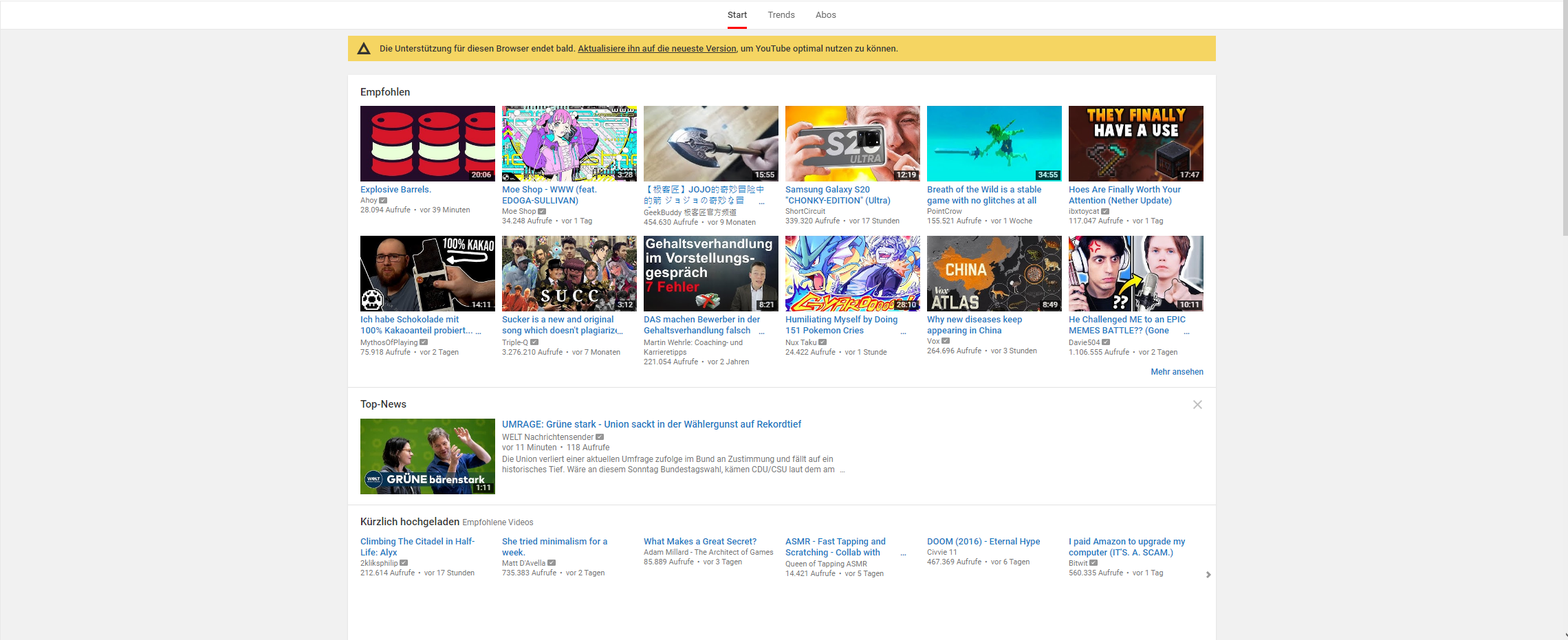 Youtube web browser