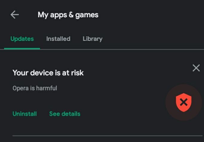 Opera Is Harmful Uninstall Instruction Received From Play Protect Opera Forums