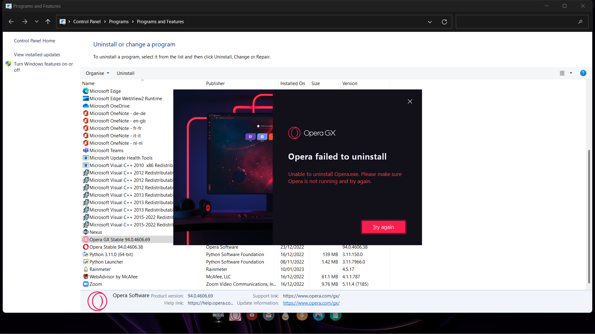 I can't uninstall opera gx on windows | Opera forums